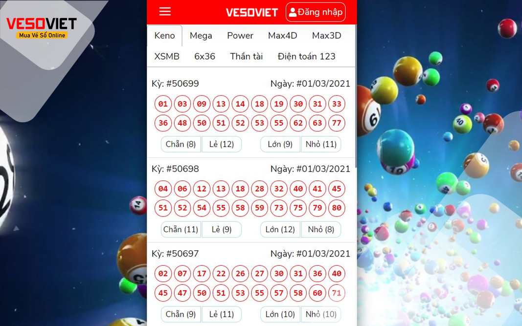 Mua Vietlott online trên App Vé Số Việt